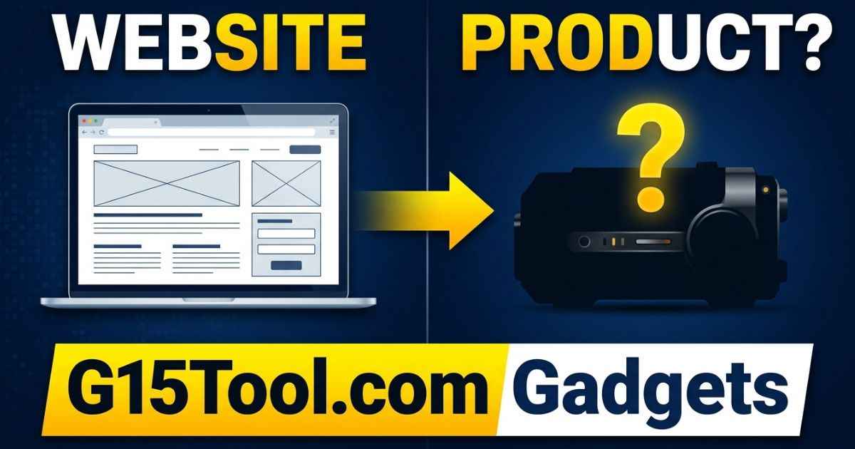 G15Tool.com gadgets shown as a website on one side and a question-mark gadget on the other.