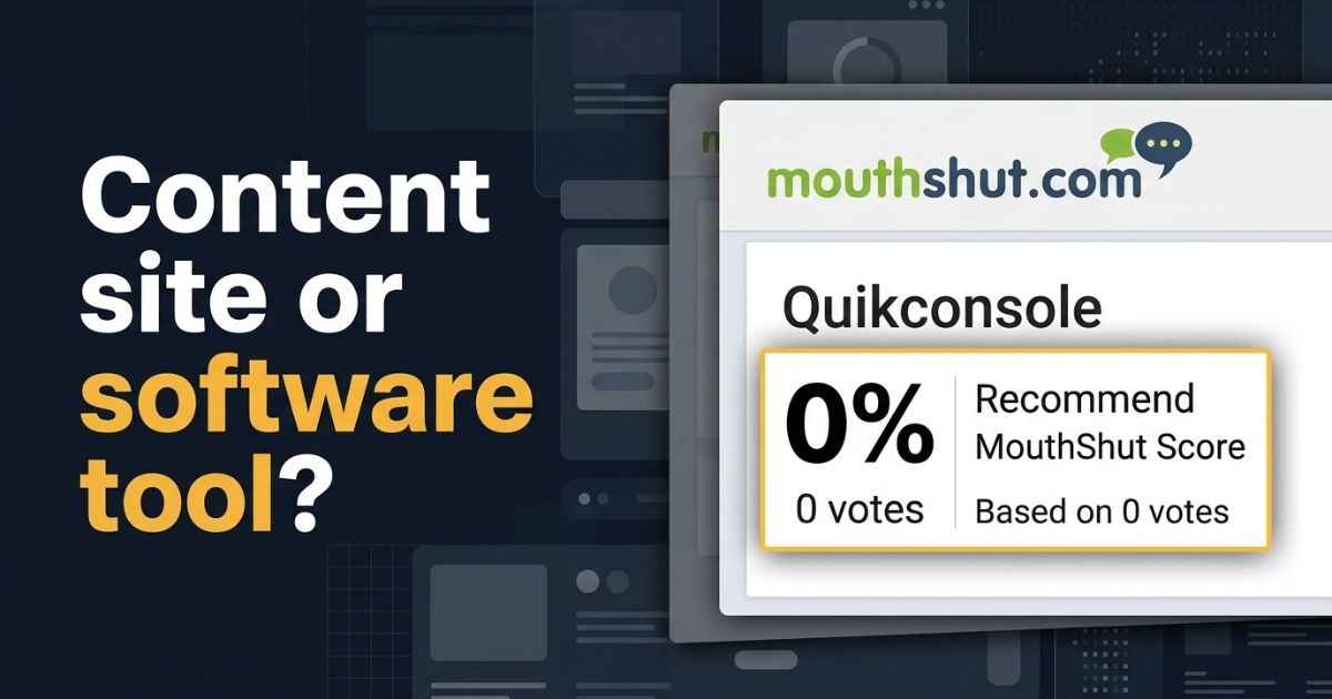 QuikConsole.com review showing the MouthShut listing with 0 votes and a 0% score