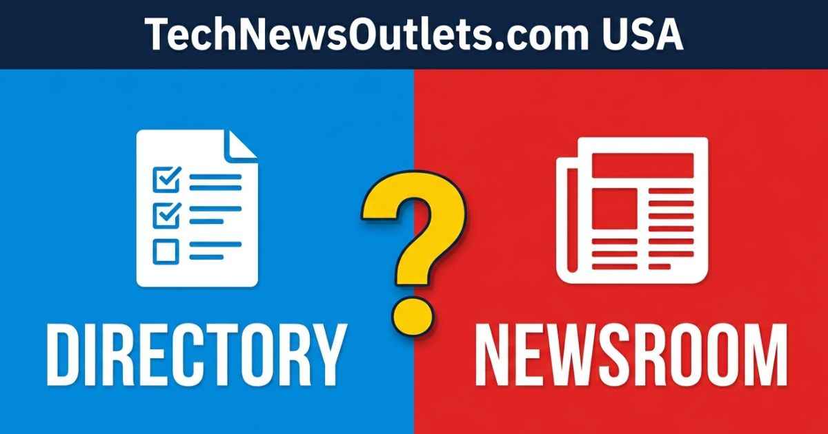 TechNewsOutlets.com USA review thumbnail comparing a directory with a newsroom