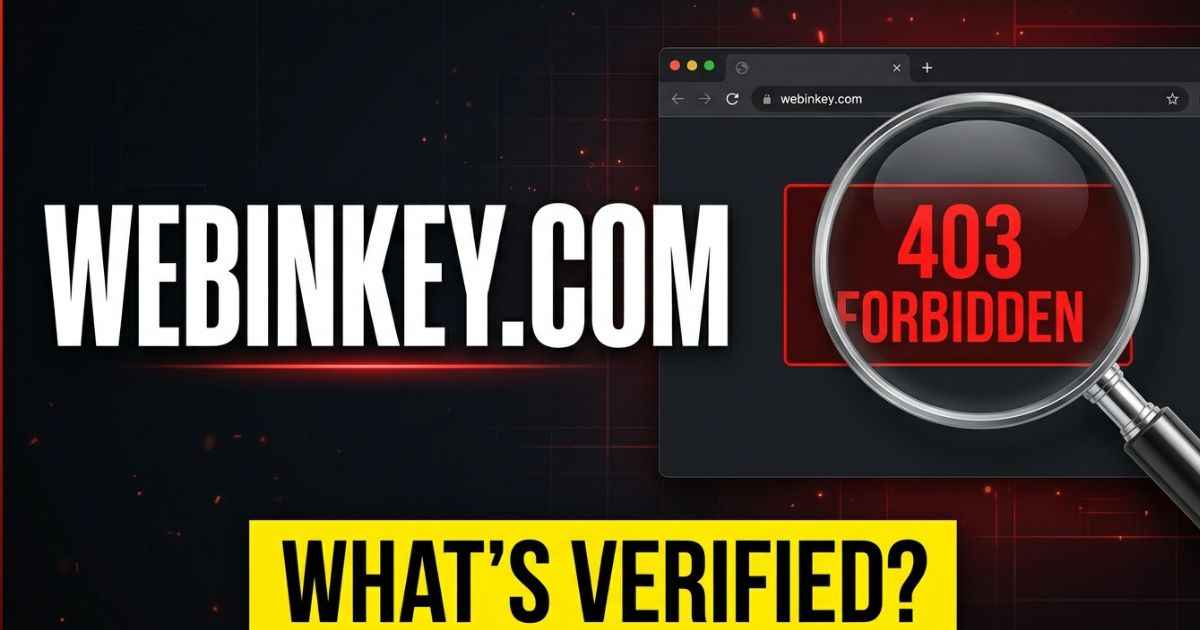 Webinkey.com review thumbnail with a magnifying glass over a browser window showing a 403 error.