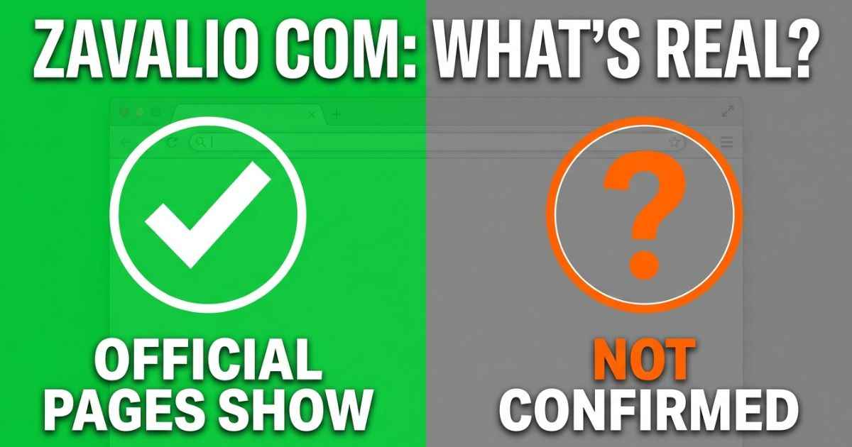 Split graphic comparing what Zavalio.com official pages confirm with claims that remain unverified.